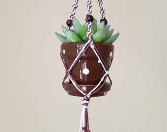 Mushroom Polka-dot Beaded Macrame Plant Hanger, Unique Mushroom Gifts for Plant Lovers, Gardener Gifts