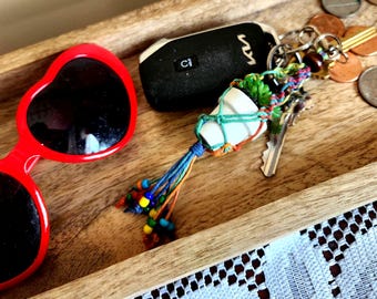 Rainbow Plant Hanger Keychain | Colorful Boho Accessories | Plant Lover Gift