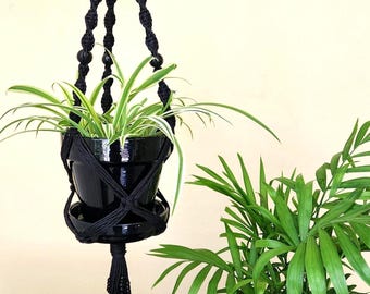 Skull Beaded Macrame Plant Hanger: Gothic Home Decor