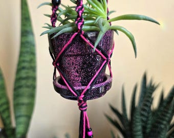 Gothic Skull Macrame Plant Hanger | Custom Size 2–6 Inch | Halloween Decor