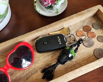 Mini Macrame Plant Hanger Keychain | Plant Lover Gift | Faux Succulent Backpack Charm