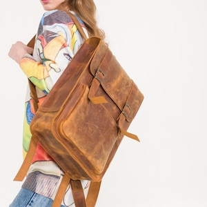 Mochila de cuero hecha a mano / Bolso de viaje / Mochila diaria / Bolso de cuero / Mochila de cuero / Mochila para computadoras portátiles / Regalos para ella