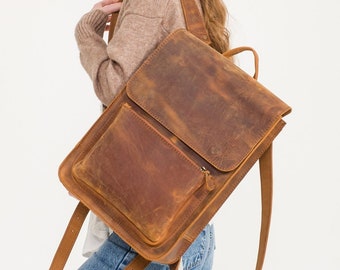 Handcrafted Leather Backpack | Travel Bag | Everyday Backpack | Leather Bag | Leather Rucksack | Backpack for Laptops | Gifts For Her