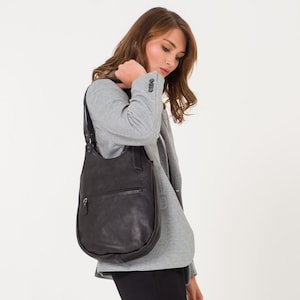 Leather Tote Bag | Handmade Tote Handbag | Zippered Tote | Leather Work Bag | Black Leather Tote Bag For Women | Large Shoulder Bag