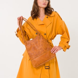 Leather Tote Bag | Handmade Tote Handbag | Zippered Tote | Leather Work Bag | Light Brown Leather Tote Bag For Women | Large Shoulder Bag