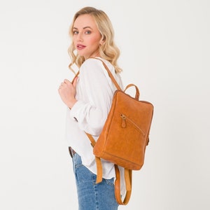 Mochila de cuero hecha a mano / Bolsa de viaje / Mochila de todos los días / Bolsa de cuero / Mochila de cuero / Mochila para computadoras portátiles / Regalos para ella