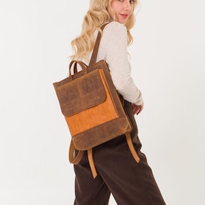 Mochila de cuero hecha a mano / Bolsa de viaje / Mochila de todos los días / Bolsa de cuero / Mochila de cuero / Mochila para computadoras portátiles / Regalos para ella