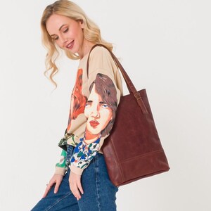 Leather Tote Bag | Handmade Tote Handbag | Zippered Tote | Leather Work Bag | Brown Leather Tote Bag For Women | Large Shoulder Bag