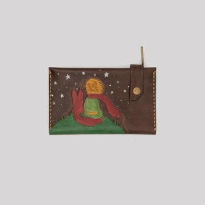 Donne Little Prince Brown Wallet Purse Card Holder Coin Holder Genuine Crazy Cow Leather Purse Regali per i suoi doni per lui realizzati in Turchia