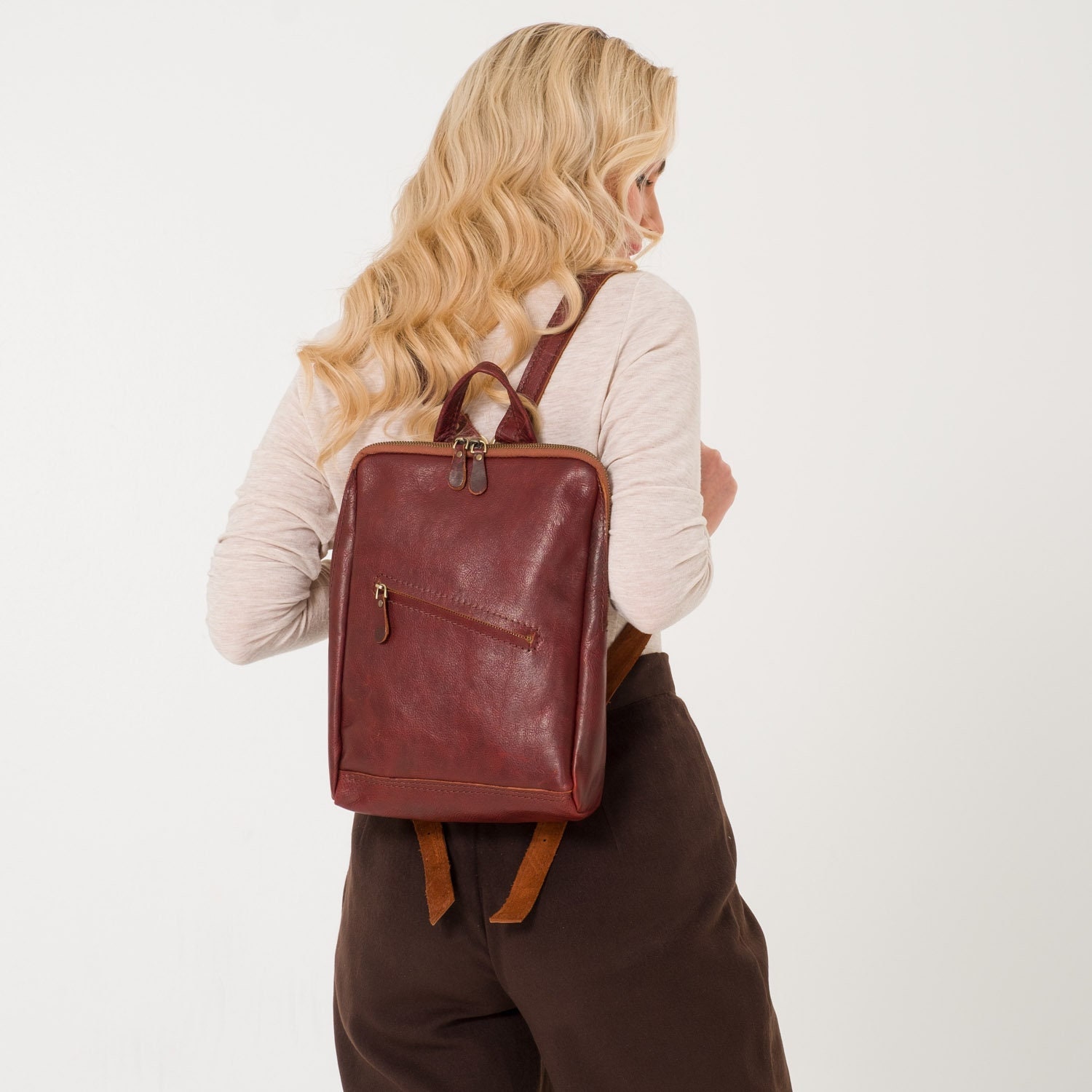 Handgefertigter Lederrucksack | Reisetasche | Alltagsrucksack | Ledertasche | Lederrucksack | Rucksack für Laptops | Geschenke für Sie