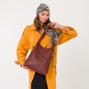 Leather Tote Bag | Handmade Tote Handbag | Zippered Tote | Leather Work Bag | Brown Leather Tote Bag For Women | Large Shoulder Bag