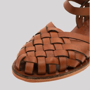 Womens Leather Sandals Handmade Sandals Leather Summer Shoes Traditional Turkish Sandals Close Toe Flat Sandals Gifts For Her image 7