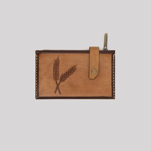 Frauen braun lange Blume Brieftasche Geldbörse Halter Münze Halter echte verrückte Kuh Leder Geldbörse Geschenke für sie made in Türkei