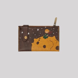 Donne Little Prince Brown Wallet Purse Card Holder Coin Holder Genuine Crazy Cow Leather Purse Regali per i suoi doni per lui realizzati in Turchia