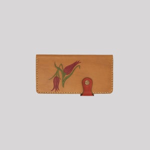 Frauen braun Blume lange Brieftasche Geldbörse Karte Halter Münze Halter echte verrückte Kuh Leder Geldbörse Geschenke für sie made in Türkei