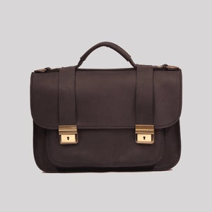 Handcrafted Unisex Leather Briefcase | Leather Satchel | Leather Messenger Bag |  Tan Laptop Bag | Leather Crossbody Bag | Gifts for Him/Her