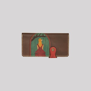 Vrouwen Brown Long Lonely Girl Portemonnee Portemonnee Portemonnee Card Holder Echte Crazy Cow Lederen Portemonnee Geschenken voor haar gemaakt in Turkije