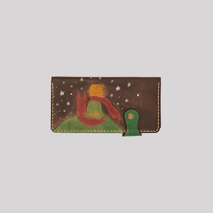 Donne Little Prince Brown Long Wallet Purse Card Holder Coin Holder Genuine Crazy Cow Leather Purse Regali per il suo Made in Turkey