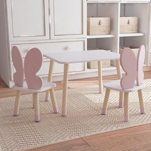 DEKORMANDA - Children&#39;s table with a chair for a child - Butterfly-shaped chair