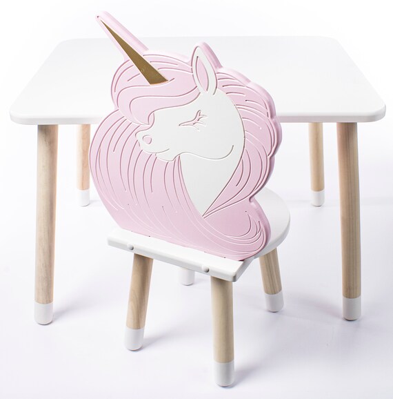 Buy DEKORMANDA Children s Table With One Chair Unicorn shaped Chair Online in India Etsy
