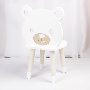 DEKORMANDA Kindertisch mit Stühlen Teddybärstuhl für Liebhaber von Kleintieren Weißer Kindertisch mit einem oder zwei Stühlen Bild 2