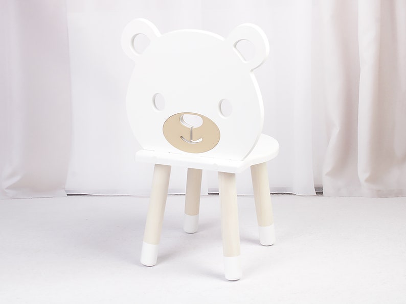 DEKORMANDA Kindertisch mit Stühlen Teddybärstuhl für Liebhaber von Kleintieren Weißer Kindertisch mit einem oder zwei Stühlen Bild 2