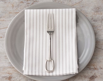 Set of 4 Gray Ticking Stripe Napkins