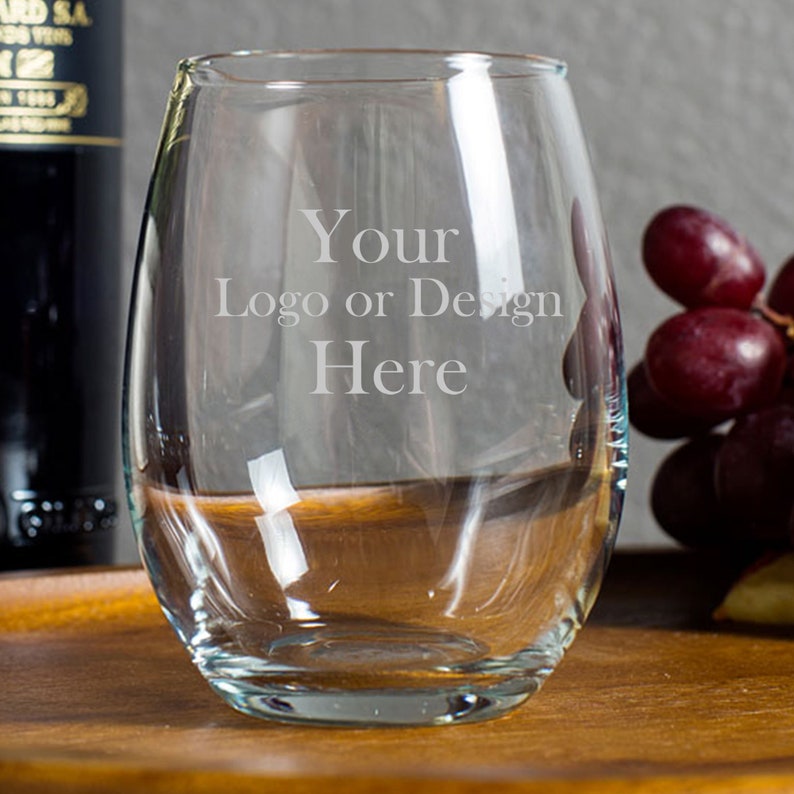 Custom Logo 15 oz Stemless Wine Glass Engraved Etsy