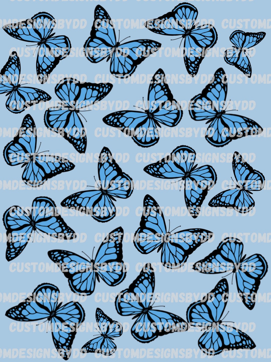 Blue Butterfly Wallpaper Design Digital Download PNG - Etsy Finland