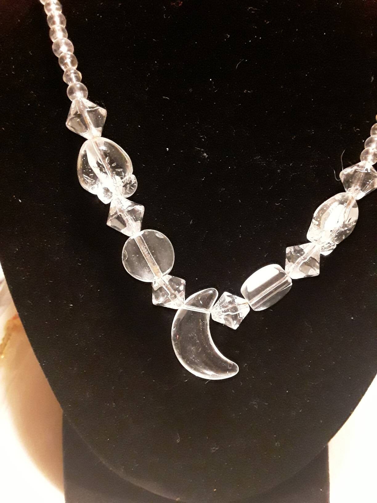 Clear glass bead necklace Etsy