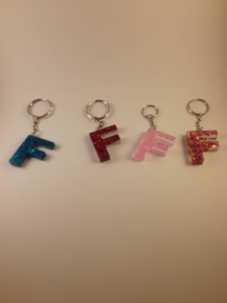 Letter F Customizable Initial Resin Glitter Keychain Zipper Charm for purse or backpack