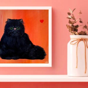 Good Luck Witch’s Cat painting Digital print download | wall art | cat lover | home decor | original painting on canvas