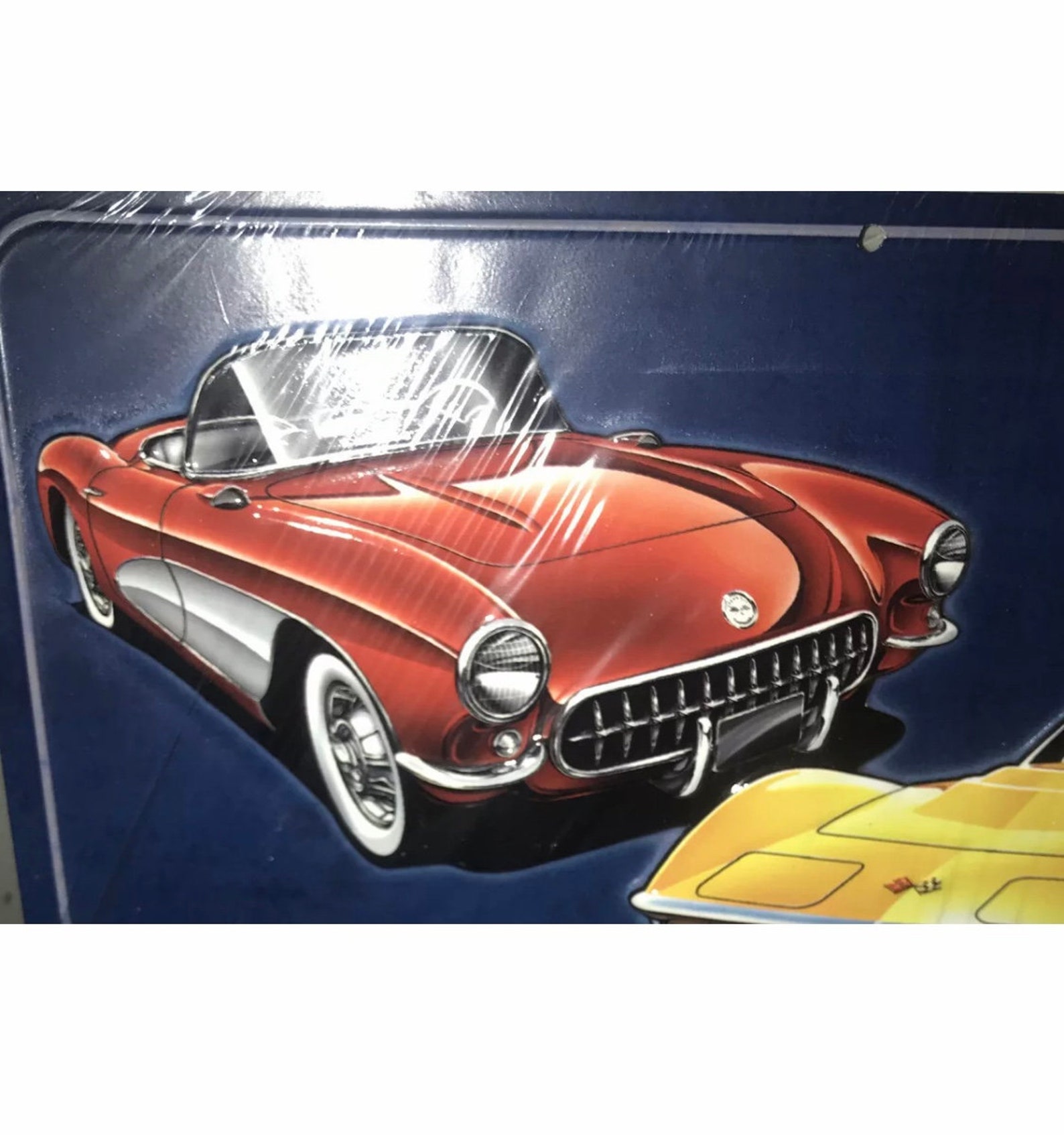 Corvette Wall Art Embossed Metal Sign Corvette Art Yellow Etsy