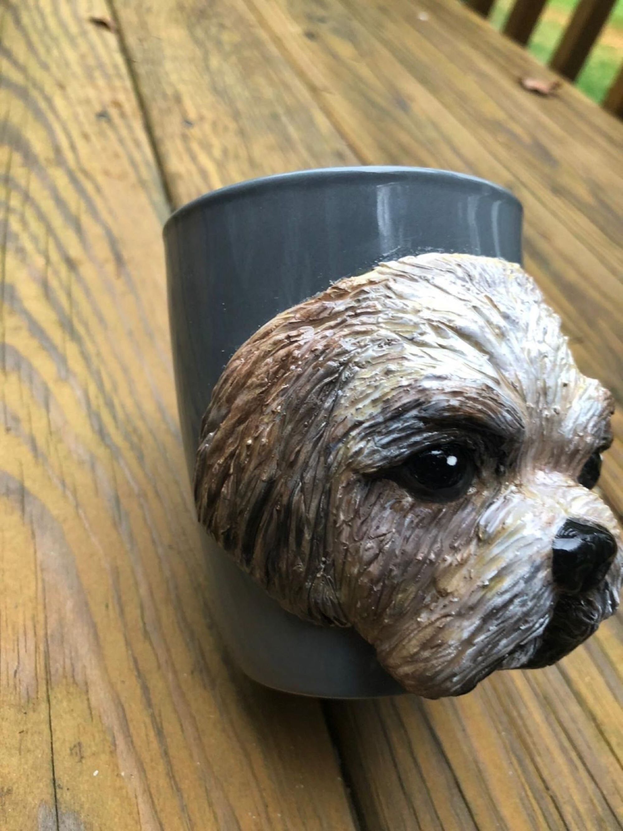 Polymer Clay Dog Mug, Shih Tzu Mug, Shih Tzu Cup, Ceramic Custom Mug
