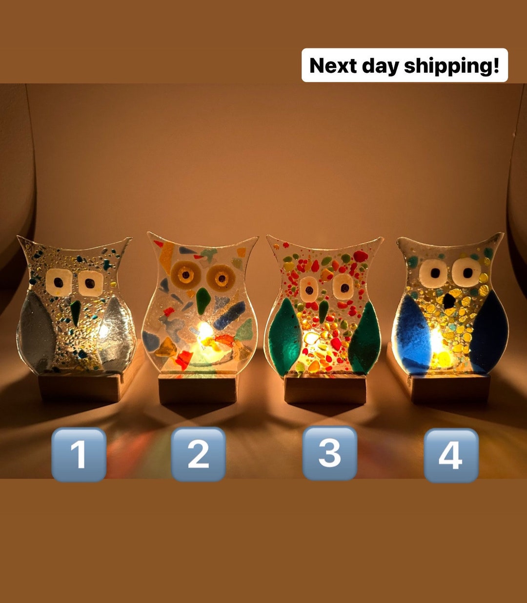 Fused Glass Owl Ornament, Traditional Holiday Windowsill Decor ...