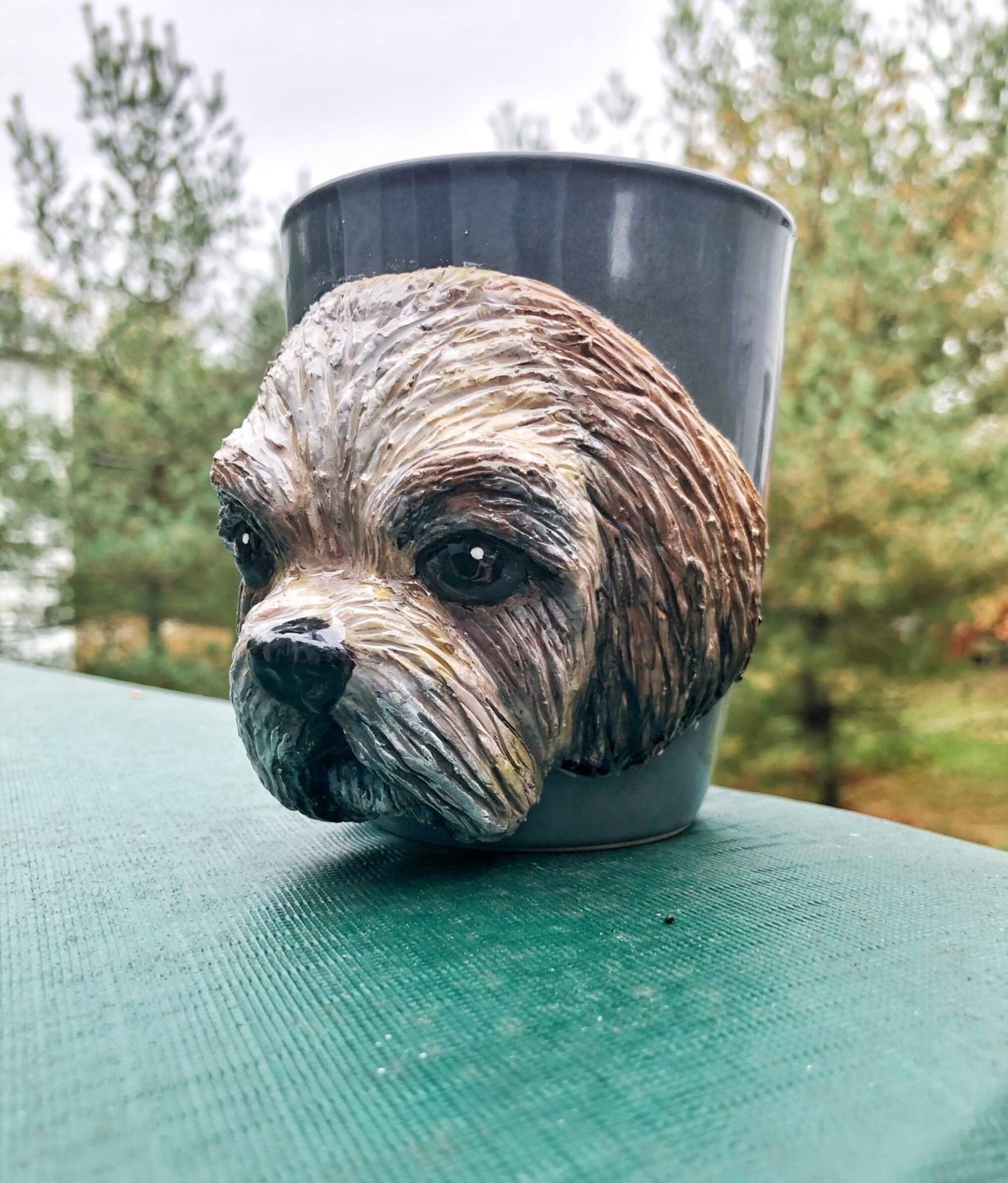 Polymer Clay Dog Mug, Shih Tzu Mug, Shih Tzu Cup, Ceramic Custom Mug