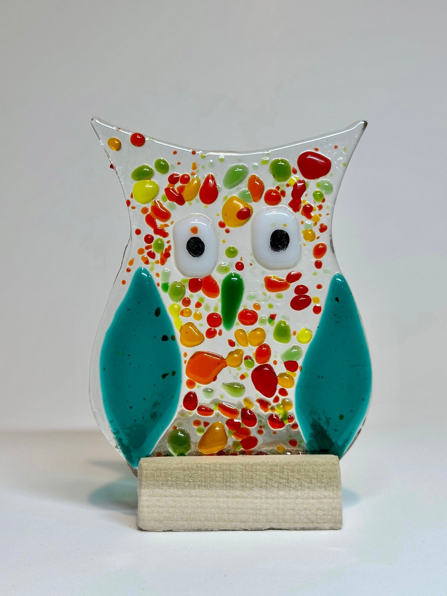 Fused Glass Owl Ornament, Traditional Holiday Windowsill Decor ...