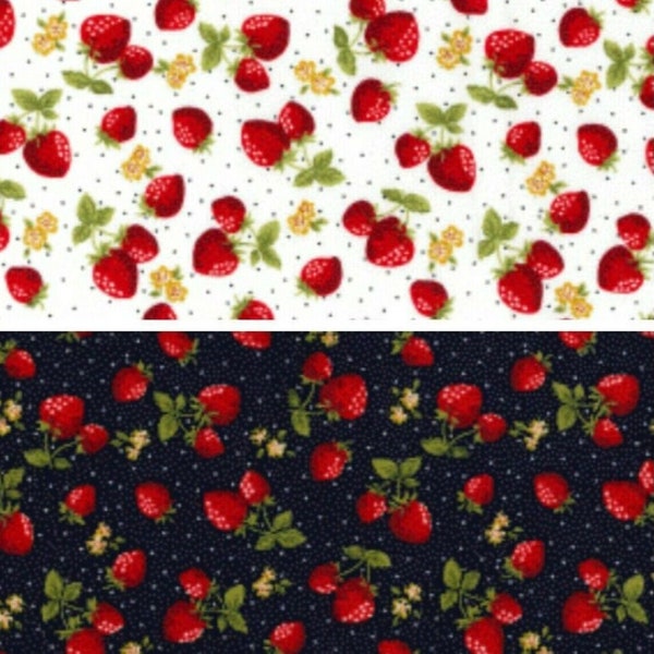 Strawberry 100% Cotton Poplin Fabric Rose & Hubble Strawberries Polka Dots