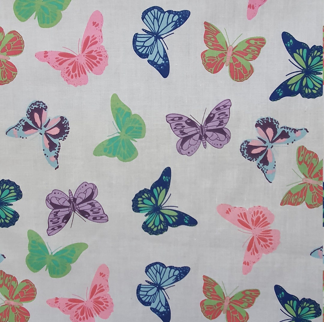 Butterfly Polycotton Fabric Multi Coloured Butterflies - Etsy