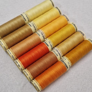 Gutermann Sew All Thread 100m Reel 100% Polyester Machine Sewing Shades of Yellow/Orange