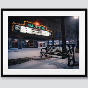 San Antonio Photography - Snowy Night at the Majestic Theater (Print or Canvas Art)