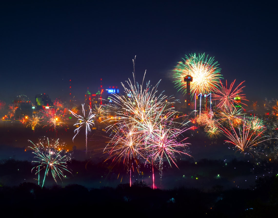 San Antonio Photography New Year Fireworks Over the San Etsy