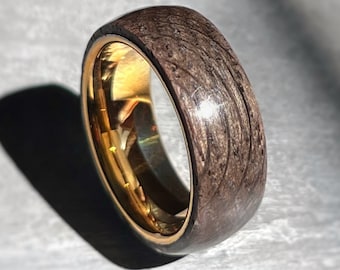 Walnut and Gold Ring, Men's Handmade Band