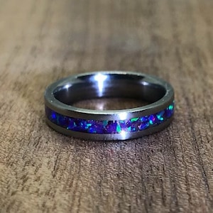 Lavender Opal Stackable Handmade Ring, Women&#39;s Titanium Wedding Band