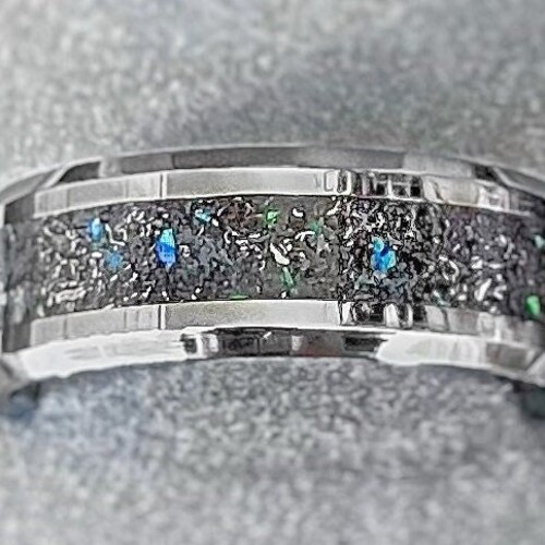 Meteorite Glow Ring Meteorite Wedding Band Men's Etsy