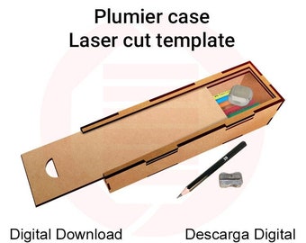 Étui Plumier découpé au laser Glowforge SVG Plumier en bois en bois vecteur Cadeau de première communion Fournitures scolaires, idées de projets de créations manuelles, téléchargement numérique