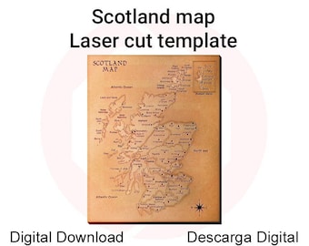Wooden Scotland map SVG Laser cut vector Glowforge SVG template file home decor room decor wall art digital download