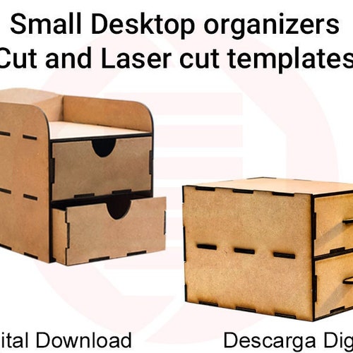 Laser Cut Wooden Desktop Organizer Svg Template Storage Drawer - Etsy
