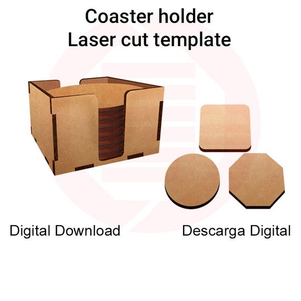 Lasergesneden Coaster houder Glowforge SVG vector sjabloon Home decor interieur ornament ontwerp mdf hout digitale download