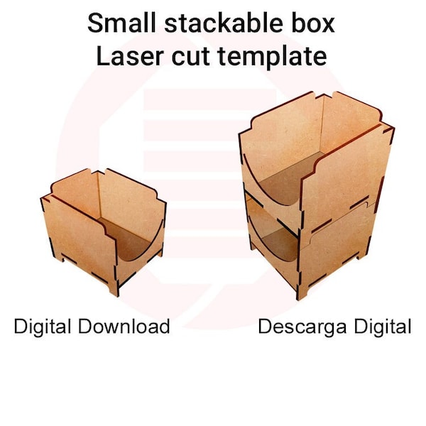 Laser cut box SVG Stackable box Glowforge SVG organizer storage box illustrator file template pattern vector Laser cut wood digital download